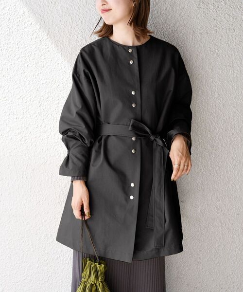 SHIPS（シップス） ノーカラーコート ONE SIZE グリーン レディース