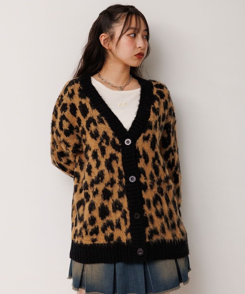 ♡新品♡Barbie♡ロゴ♡総柄♡ニット♡カーディガン♡激レア♡ セール】5ゲージ柄シャギーVカーディガン 606406（カーディガン/ボレロ