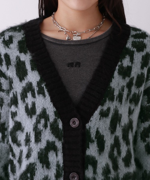 ♡新品♡Barbie♡ロゴ♡総柄♡ニット♡カーディガン♡激レア♡ セール】5ゲージ柄シャギーVカーディガン 606406（カーディガン/ボレロ