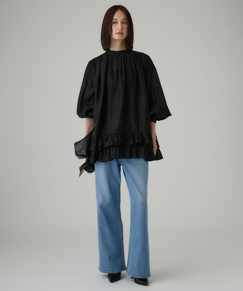 BABYLONE（バビロン） ブラウス シャツ シアーフリルブラウス