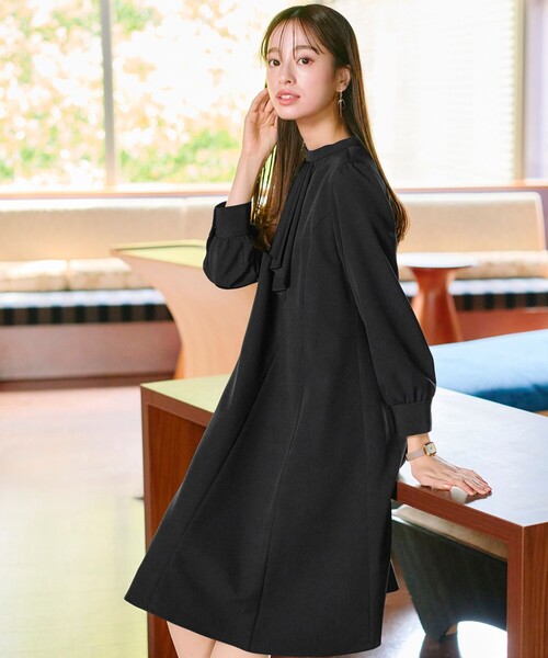 「Tiaclasse」 長袖ワンピース 15号 ネイビー レディース_画像8