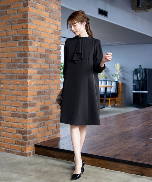 「Tiaclasse」 長袖ワンピース 15号 ネイビー レディース_画像9