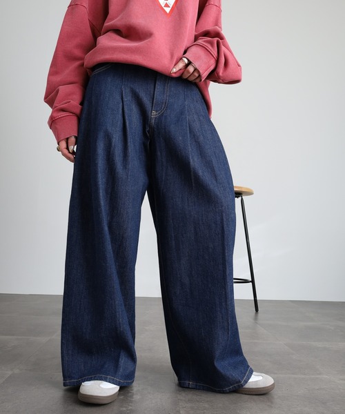 ジーンズ デニム デニムパンツ GUESS JEANS G12 Pleated Extra Wide