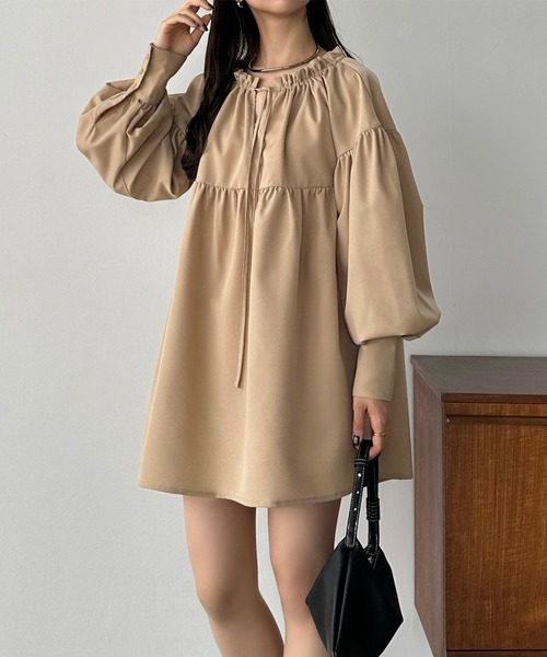 「callautia」 長袖チュニック SMALL ベージュ レディース_画像9