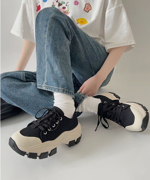「Shoes in Closet」 ローカットスニーカー S ブラック×ブラック レディース_画像9