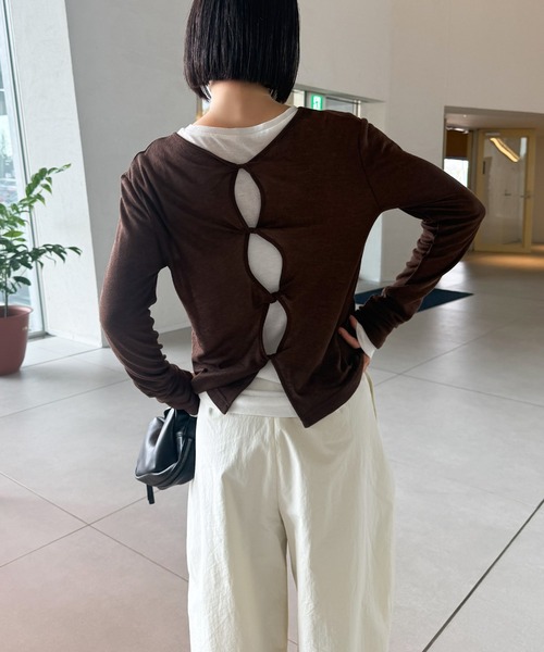 ワイドパンツ パンツ コットンブレンドカーブワイドパンツ「by SON」 レディースの画像