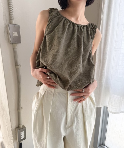 ワイドパンツ パンツ コットンブレンドカーブワイドパンツ「by SON」 レディースの画像