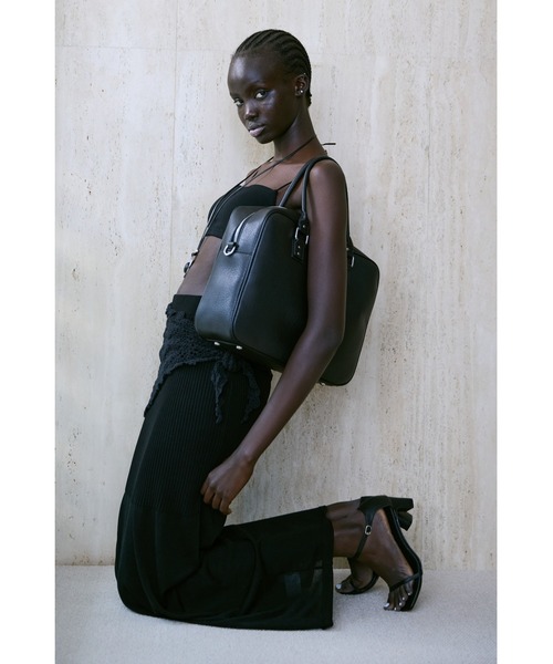 un/neu ボストンバッグ BIGシボ革スクエアボストン / フェイクレザー