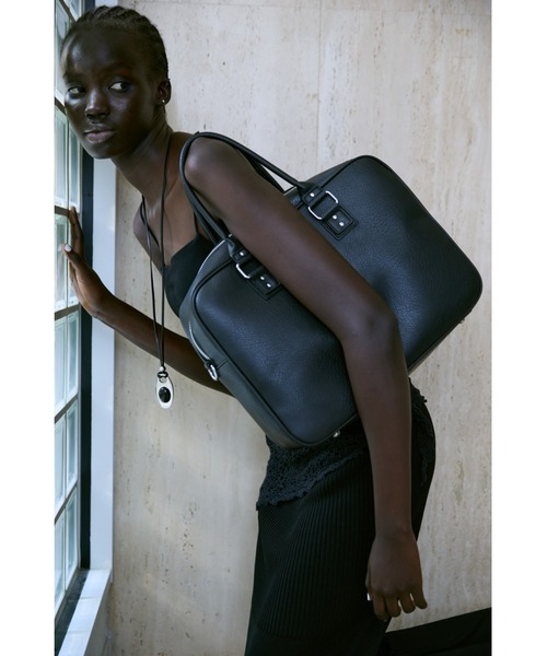 un/neu ボストンバッグ BIGシボ革スクエアボストン / フェイクレザー