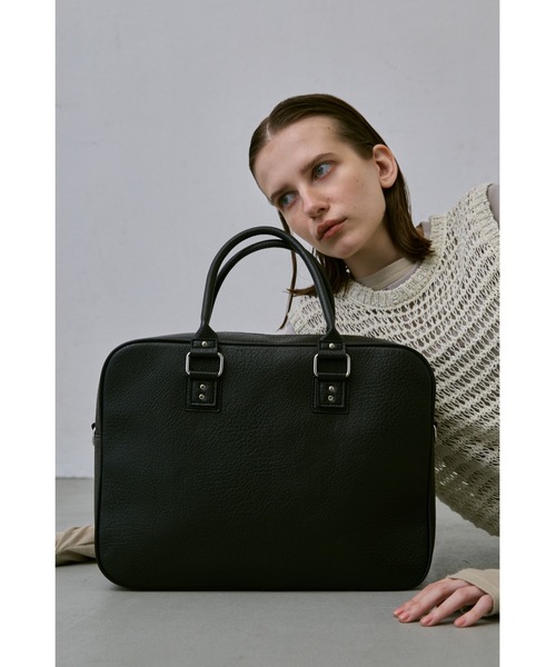 un/neu ボストンバッグ BIGシボ革スクエアボストン / フェイクレザー