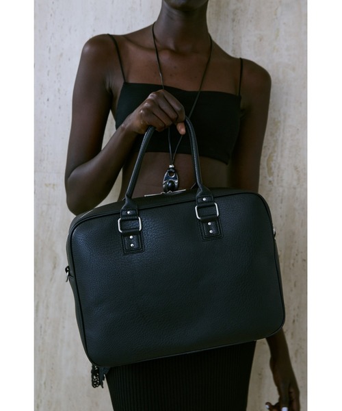 un/neu ボストンバッグ BIGシボ革スクエアボストン / フェイクレザー