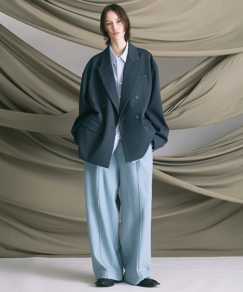 メゾンスペシャル オメガリブ オーバー ダブル テーラード ジャケット プリーツ MAISON SPECIAL（メゾンスペシャル） ジャケット テーラードジャケット