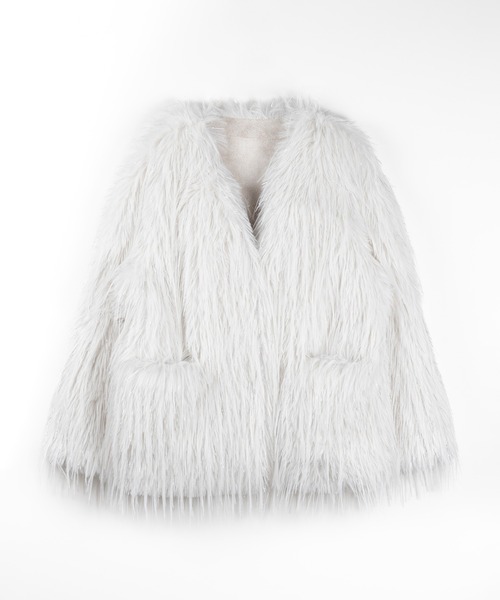 「me+em select」 ファーコート LARGE アイボリー レディース_画像3