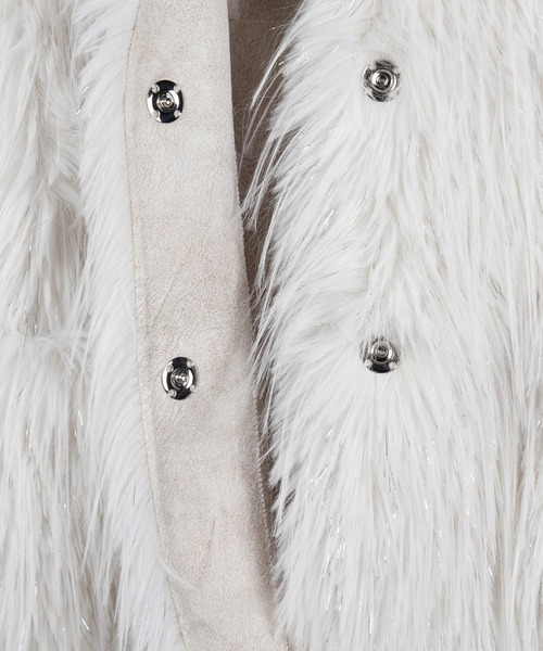 「me+em select」 ファーコート LARGE アイボリー レディース_画像5