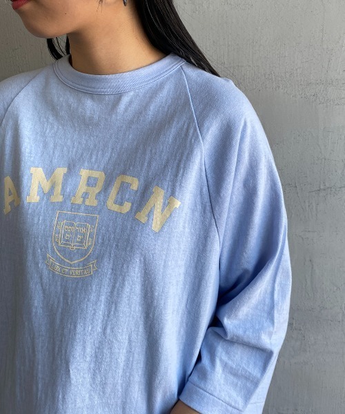 「AMERICANA」 7分袖カットソー ONE SIZE サックスブルー レディース_画像9