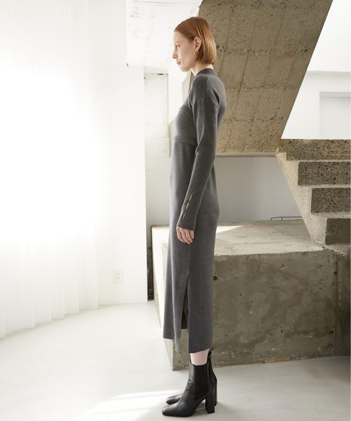 「LA PEAU DE GEM」 ニットワンピース FREE グレー レディース_画像7