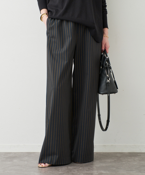 ワイドパンツ パンツ Effortless Wool ストライプパンツ レディースの画像