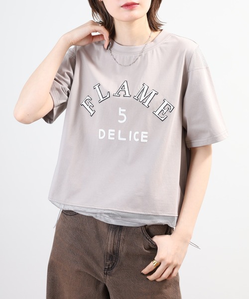 tシャツ 半袖 A.N.L スパンコールロゴ メッシュ切り替え半袖Tシャツ