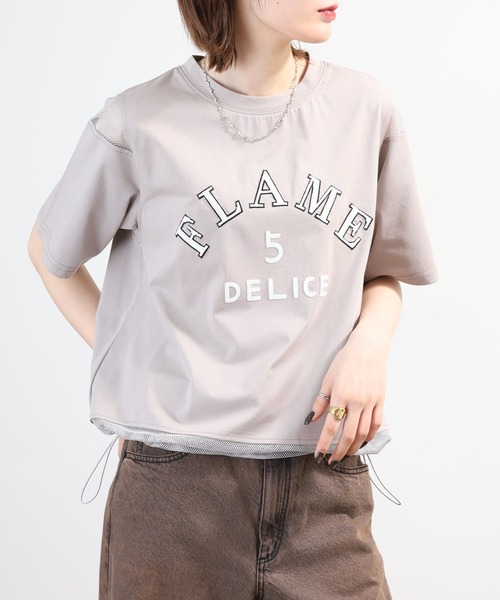 tシャツ 半袖 A.N.L スパンコールロゴ メッシュ切り替え半袖Tシャツ