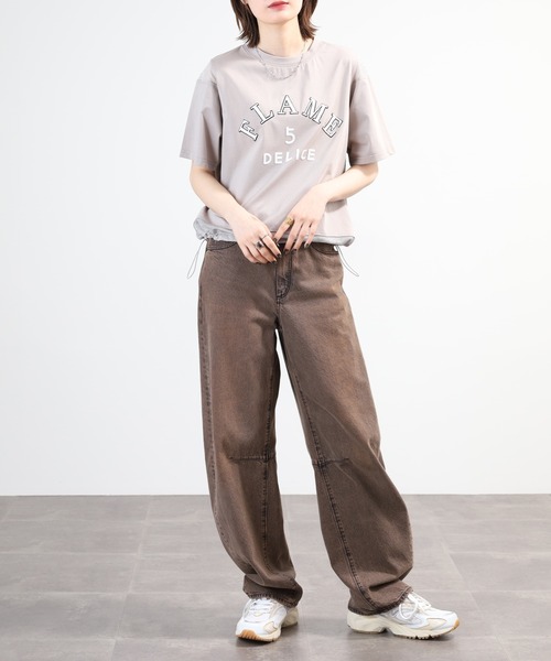 tシャツ 半袖 A.N.L スパンコールロゴ メッシュ切り替え半袖Tシャツ
