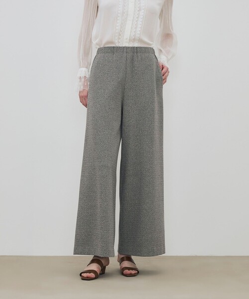 ワイドパンツ パンツ メランジジャージー ワイドリラックスパンツ レディースの画像