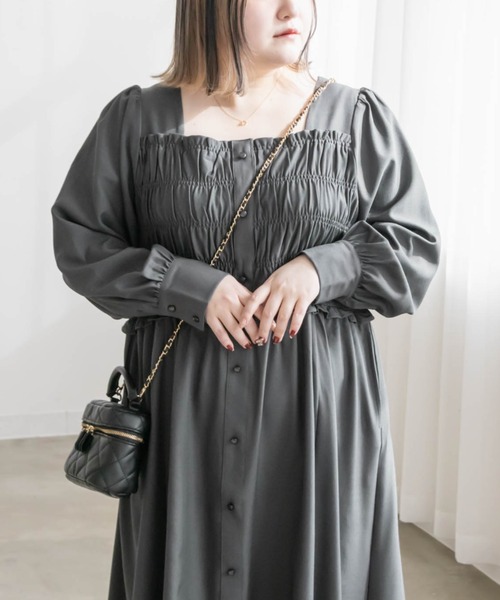 「CLETTE」 長袖ワンピース 3L チャコールグレー レディース_画像2