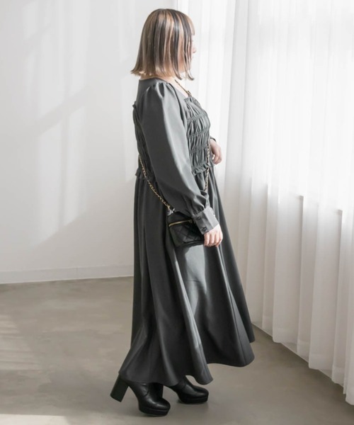 「CLETTE」 長袖ワンピース 3L チャコールグレー レディース_画像4