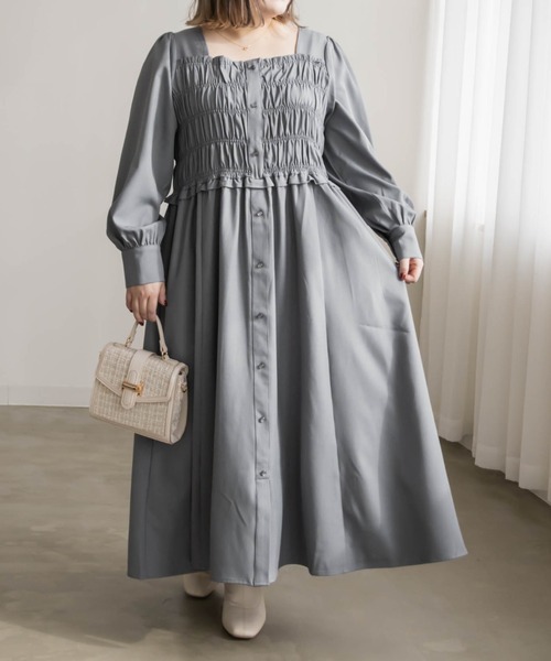 「CLETTE」 長袖ワンピース 3L チャコールグレー レディース_画像7