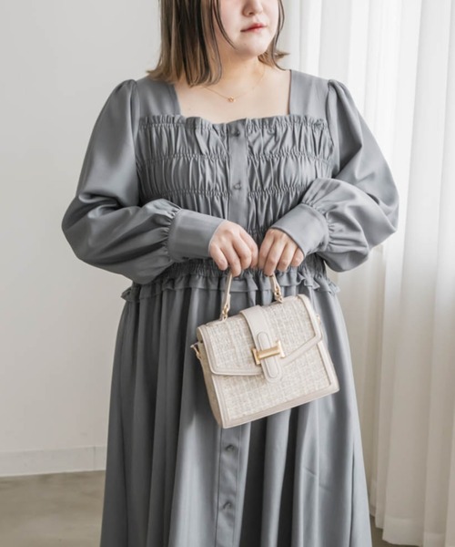 「CLETTE」 長袖ワンピース 3L チャコールグレー レディース_画像9