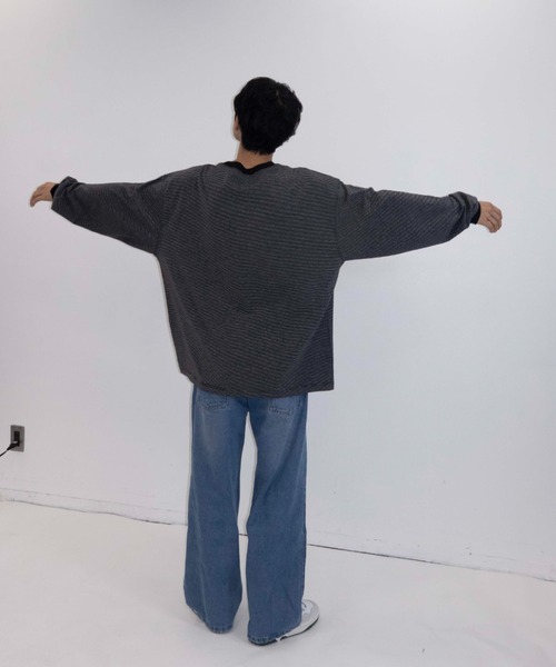 「BROKEN BASE」 長袖Tシャツ LARGE ライトグレー メンズ_画像6