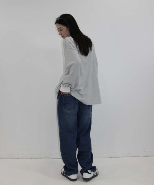 「BROKEN BASE」 長袖Tシャツ LARGE ライトグレー メンズ_画像8
