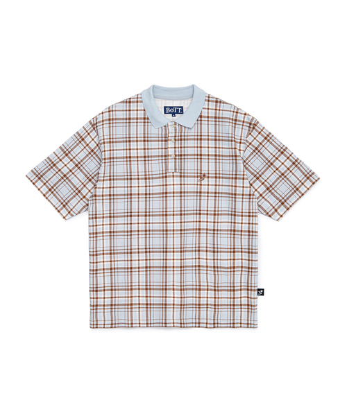 BoTT（ボット） ポロシャツ 半袖 BoTT Plaid S/S ポロ Shirt メンズ