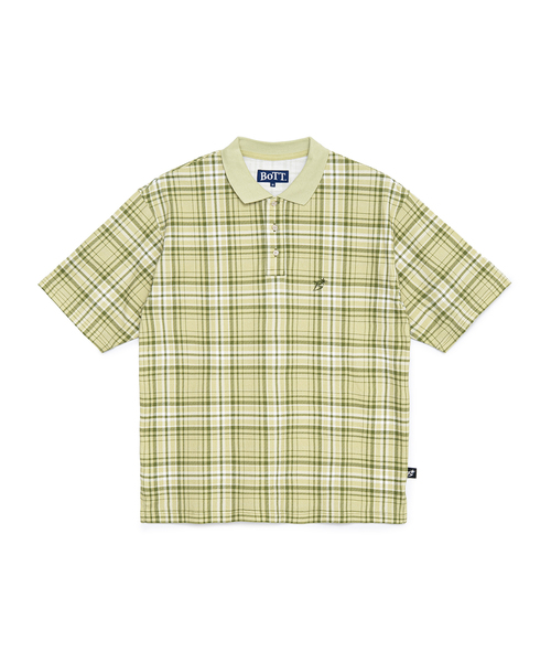 BoTT（ボット） ポロシャツ 半袖 BoTT Plaid S/S ポロ Shirt メンズ