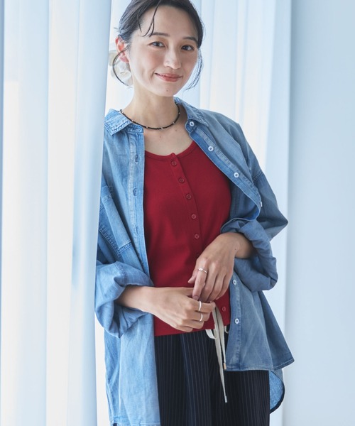 ブラウス シャツ コットンシアーデニムシャツ レディース : ZOZOTOWN