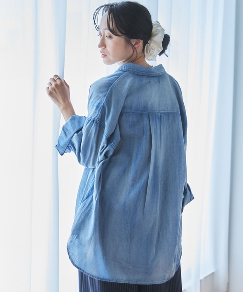 ブラウス シャツ コットンシアーデニムシャツ レディース : ZOZOTOWN