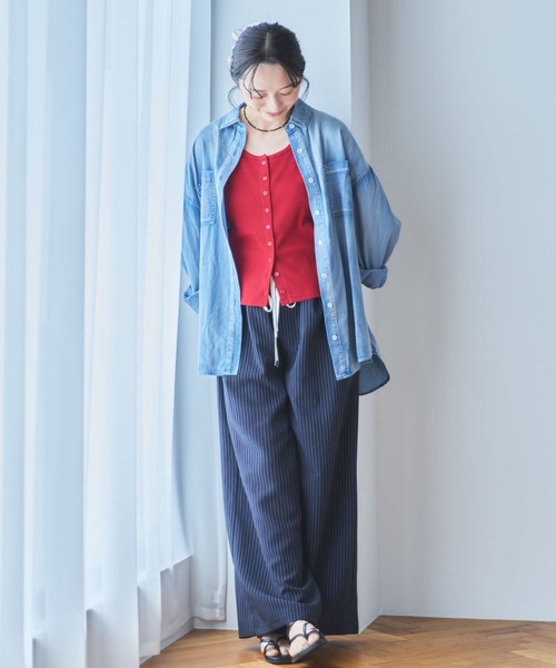 ブラウス シャツ コットンシアーデニムシャツ レディース : ZOZOTOWN