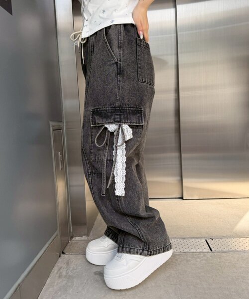 「continuer de NICE CLAUP」 カーゴパンツ FREE ブラック レディース_画像4