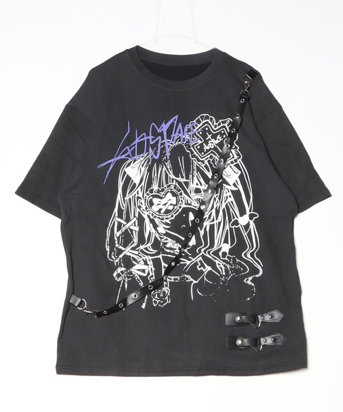 NOVESSEL tシャツ 「AOSPACE」ベルト付き眼帯少女イラストTシャツ