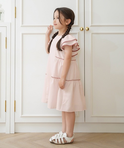 ワンピース vaniller kids バックリボン リラックス ティアード ワンピース le reve vaniller キッズ 子供服 女の子の画像