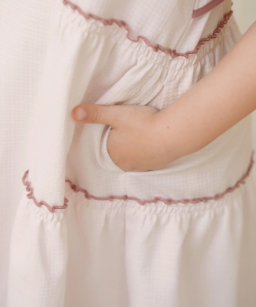 ワンピース vaniller kids バックリボン リラックス ティアード ワンピース le reve vaniller キッズ 子供服 女の子の画像