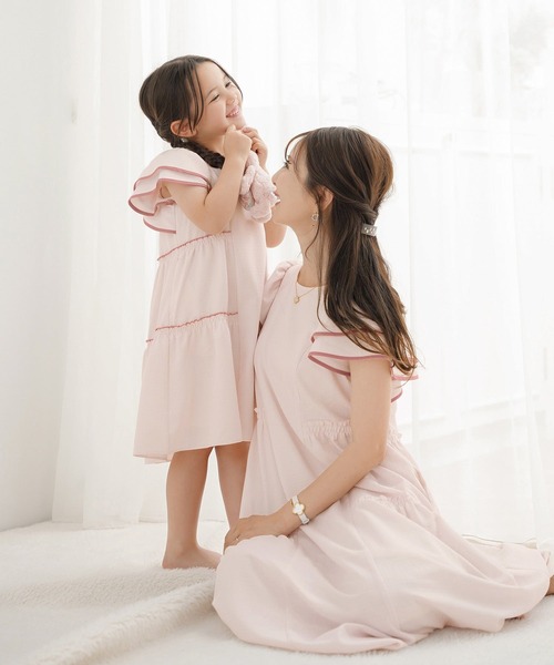 ワンピース vaniller kids バックリボン リラックス ティアード ワンピース le reve vaniller キッズ 子供服 女の子の画像