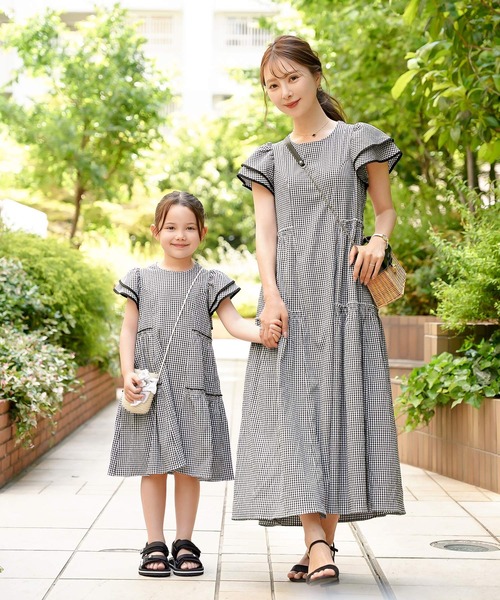 ワンピース vaniller kids バックリボン リラックス ティアード ワンピース le reve vaniller キッズ 子供服 女の子の画像