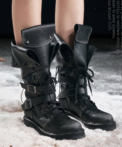XAM オフロードブーツ ブラック Cest Nous ブーツ 「Cest Nous」Laced Foldable Riding Boots