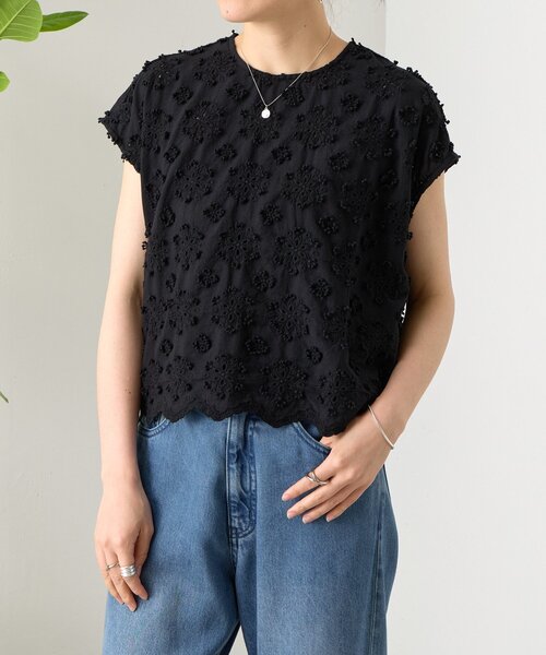 BEARDSLEY（ビアズリー） ブラウス シャツ 半袖 シシュウブラウス