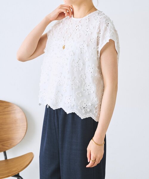 BEARDSLEY（ビアズリー） ブラウス シャツ 半袖 シシュウブラウス