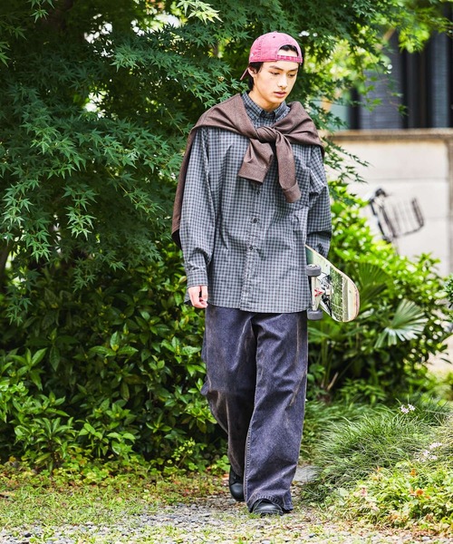 niko and…（ニコアンド） ワイドパンツ ジーンズ Flocked Denim Pants