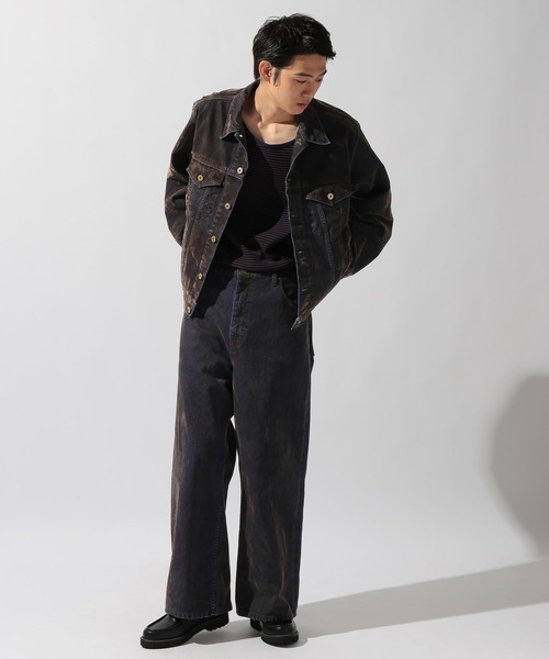 niko and…（ニコアンド） ワイドパンツ ジーンズ Flocked Denim Pants