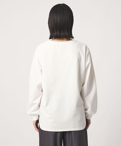 ホワイト パフスリーブ Tシャツ A DAY IN THE LIFE tシャツ ポンチ パフスリーブカットソー レディース