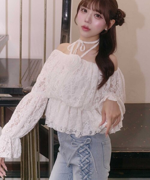 Belle Charme ブラウス シャツ 「Belle Charme」Rose Corsage Balloon