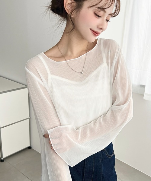 【mizuiro-ind】楊柳長袖ブラウス mizuiro ind リネンダブルクルーネックシャツ｜ MARcourt ONLINE STORE
